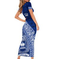 Personalised Fiji Queen Victoria School Short Sleeve Bodycon Dress Fijian Tapa Pattern LT14 - Polynesian Pride