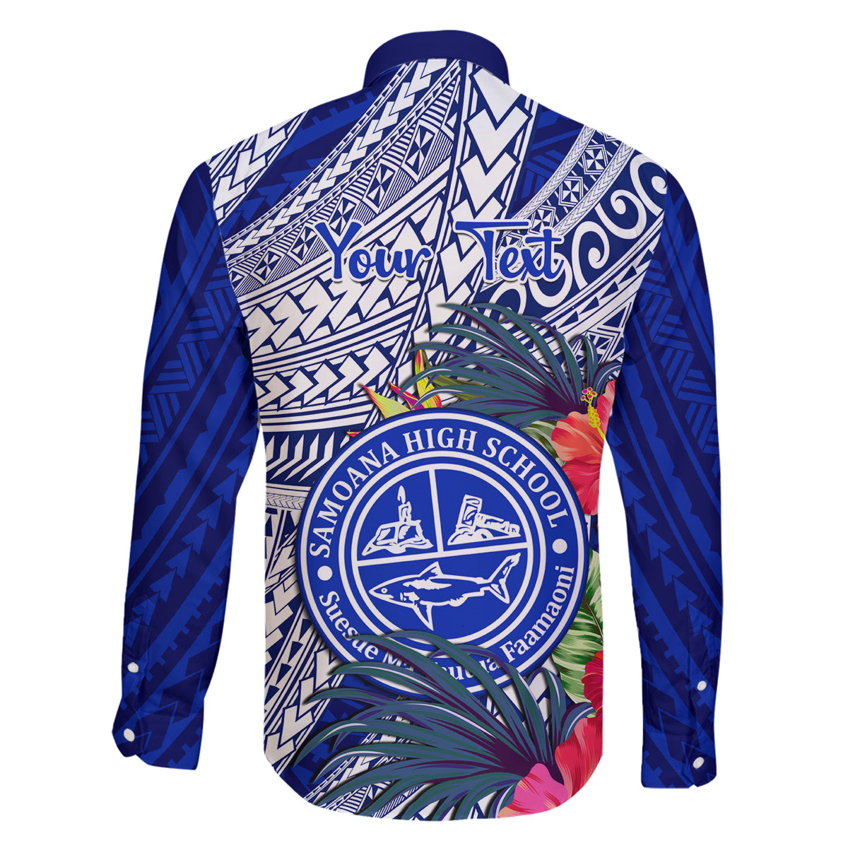 Personalised Samoana High School Family Matching Off Shoulder Maxi Dress and Hawaiian Shirt American Samoa Schools Polynesian Tropical Flowers LT14 - Polynesian Pride