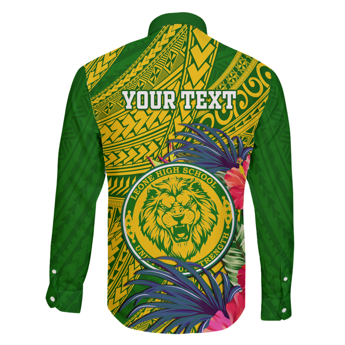 Personalised Leone High School Family Matching Short Sleeve Bodycon Dress and Hawaiian Shirt American Samoa Schools Polynesian Tropical Flowers LT14 - Polynesian Pride