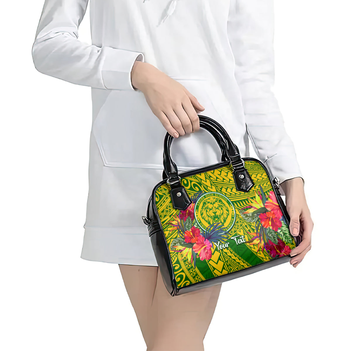 Personalised Leone High School Shoulder Handbag American Samoa Schools Polynesian Tropical Flowers LT14 - Polynesian Pride