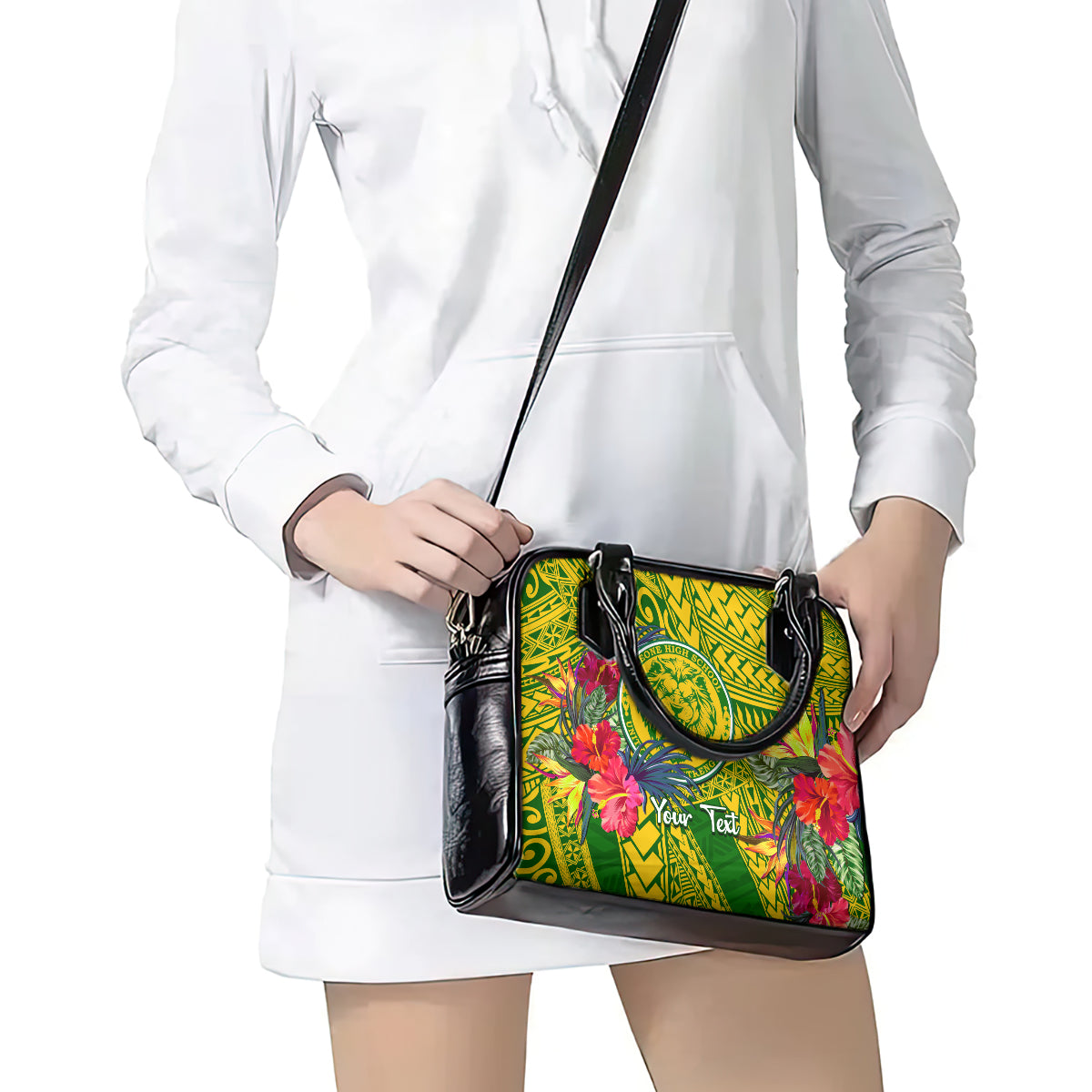 Personalised Leone High School Shoulder Handbag American Samoa Schools Polynesian Tropical Flowers LT14 - Polynesian Pride