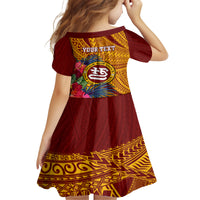 Personalised Tafuna High School Family Matching Long Sleeve Bodycon Dress and Hawaiian Shirt American Samoa Schools Polynesian Tropical Flowers LT14 - Polynesian Pride