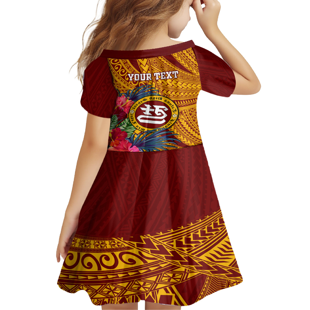 Personalised Tafuna High School Kid Short Sleeve Dress American Samoa Schools Polynesian Tropical Flowers LT14 - Polynesian Pride