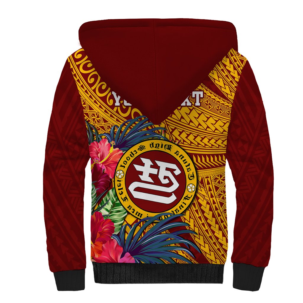Personalised Tafuna High School Sherpa Hoodie American Samoa Schools Polynesian Tropical Flowers LT14 - Polynesian Pride