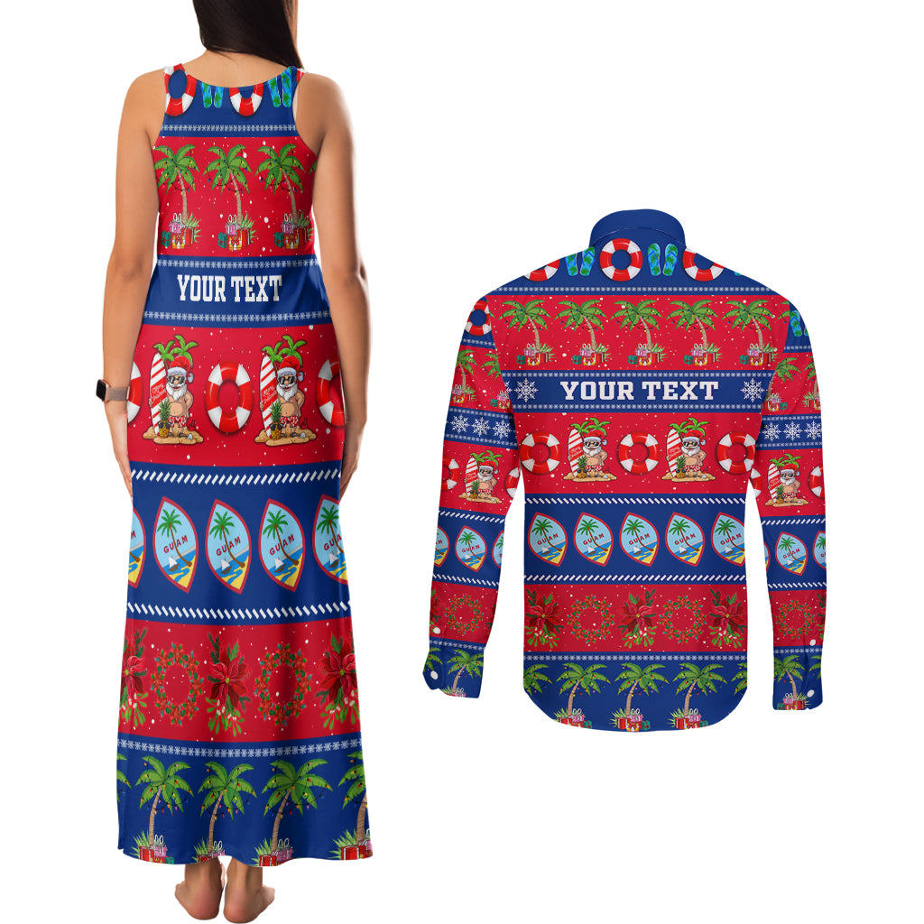 Personalised Guam Christmas Couples Matching Tank Maxi Dress and Long Sleeve Button Shirt Felis Pasgua LT14 - Polynesian Pride