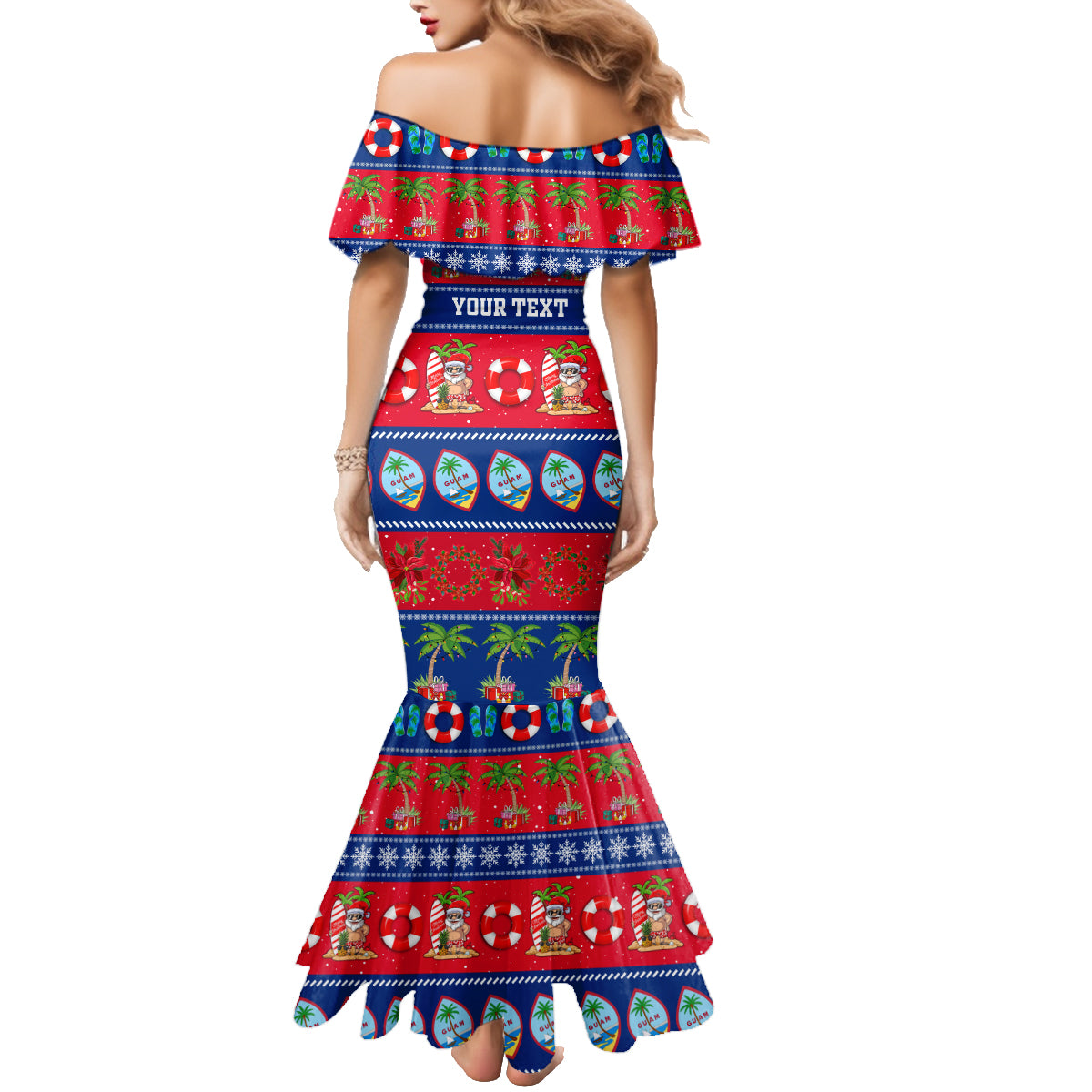 Personalised Guam Christmas Family Matching Mermaid Dress and Hawaiian Shirt Felis Pasgua LT14 - Polynesian Pride