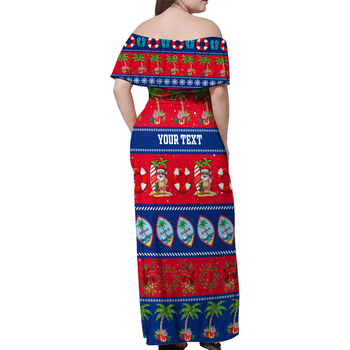 Personalised Guam Christmas Family Matching Off Shoulder Maxi Dress and Hawaiian Shirt Felis Pasgua LT14 - Polynesian Pride