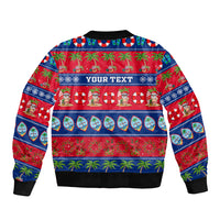 Personalised Guam Christmas Sleeve Zip Bomber Jacket Felis Pasgua LT14 - Polynesian Pride