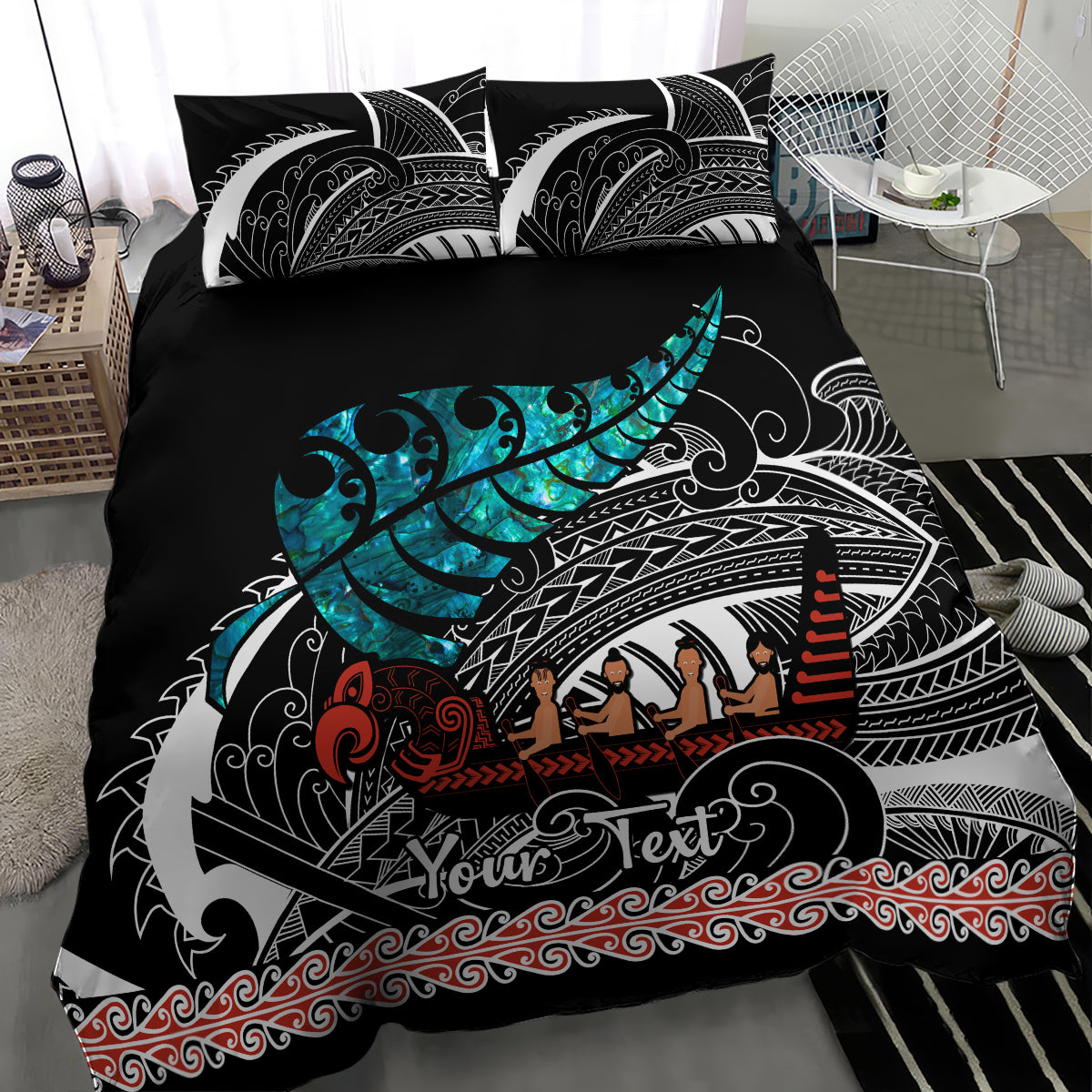 Personalised New Zealand Waka Bedding Set Aotearoa Maori Silver Fern Pattern LT14 - Polynesian Pride