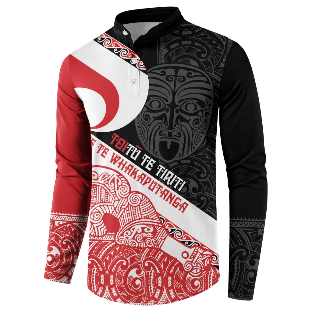 Toitu Te Tiriti Me Te Whakaputanga Button Sweatshirt Maori Wahaika With Haka Face LT14 - Polynesian Pride