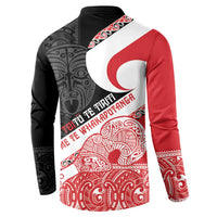 Toitu Te Tiriti Me Te Whakaputanga Button Sweatshirt Maori Wahaika With Haka Face LT14 - Polynesian Pride