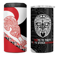 Toitu Te Tiriti Me Te Whakaputanga 4 in 1 Can Cooler Tumbler Maori Wahaika With Haka Face LT14 One Size: 16 oz Red - Polynesian Pride