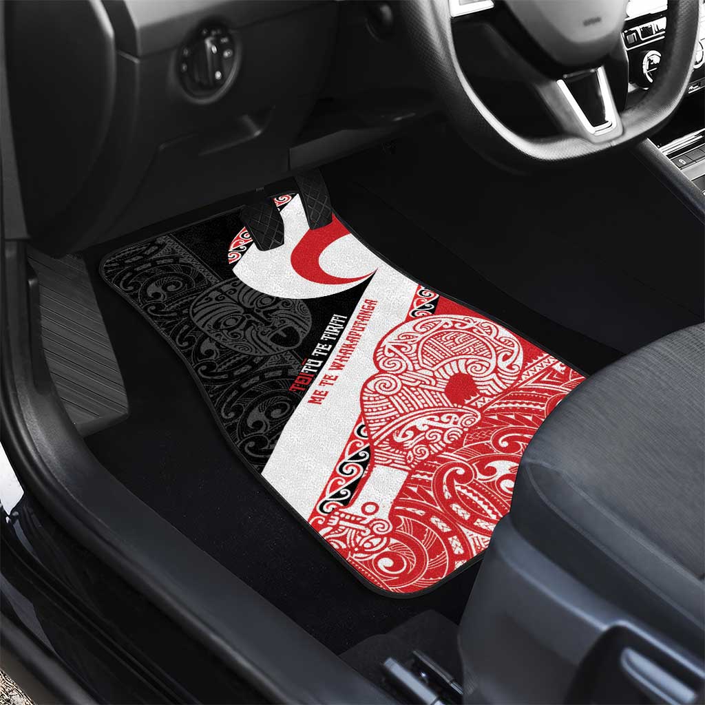 Toitu Te Tiriti Me Te Whakaputanga Car Mats Maori Wahaika With Haka Face LT14 - Polynesian Pride