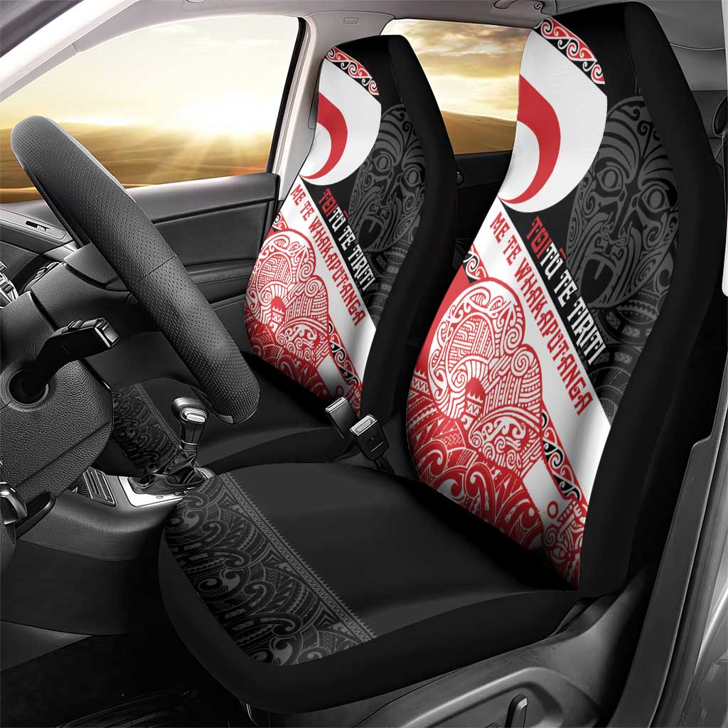 Toitu Te Tiriti Me Te Whakaputanga Car Seat Cover Maori Wahaika With Haka Face LT14 - Polynesian Pride