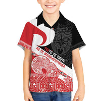 Toitu Te Tiriti Me Te Whakaputanga Family Matching Puletasi and Hawaiian Shirt Maori Wahaika With Haka Face LT14 Son's Shirt Red - Polynesian Pride
