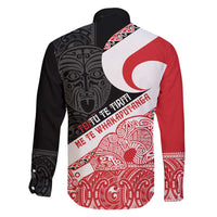 Toitu Te Tiriti Me Te Whakaputanga Family Matching Short Sleeve Bodycon Dress and Hawaiian Shirt Maori Wahaika With Haka Face LT14 - Polynesian Pride