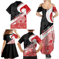 Toitu Te Tiriti Me Te Whakaputanga Family Matching Summer Maxi Dress and Hawaiian Shirt Maori Wahaika With Haka Face LT14 - Polynesian Pride