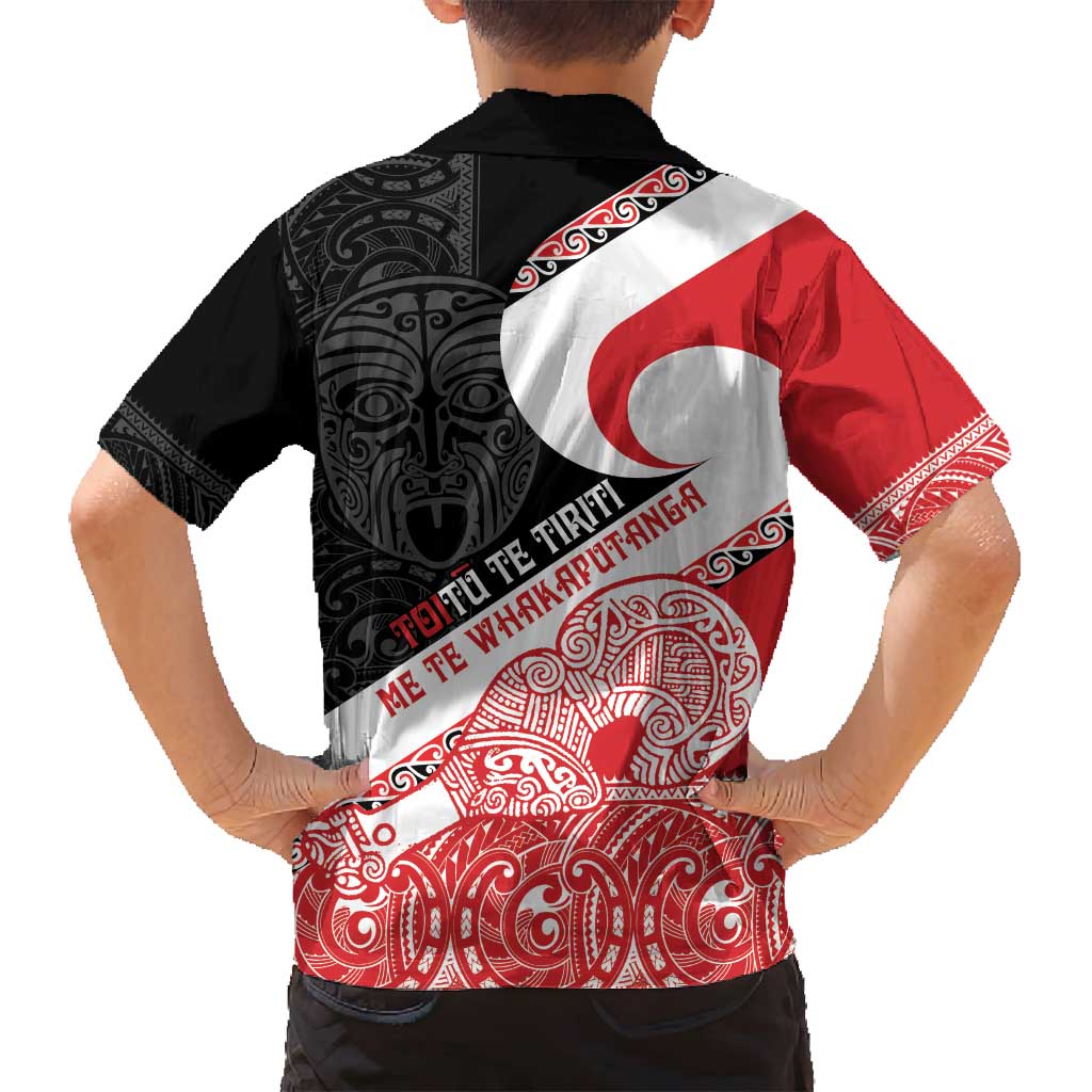 Toitu Te Tiriti Me Te Whakaputanga Family Matching Tank Maxi Dress and Hawaiian Shirt Maori Wahaika With Haka Face LT14 - Polynesian Pride