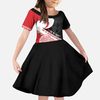Toitu Te Tiriti Me Te Whakaputanga Family Matching Tank Maxi Dress and Hawaiian Shirt Maori Wahaika With Haka Face LT14 Daughter's Dress Red - Polynesian Pride