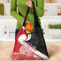 Toitu Te Tiriti Me Te Whakaputanga Grocery Bag Maori Wahaika With Haka Face LT14 - Polynesian Pride