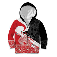 Toitu Te Tiriti Me Te Whakaputanga Kid Hoodie Maori Wahaika With Haka Face LT14 Zip Hoodie Red - Polynesian Pride