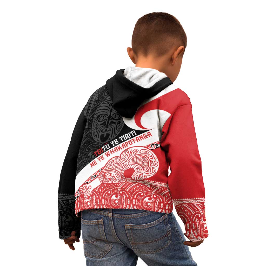Toitu Te Tiriti Me Te Whakaputanga Kid Hoodie Maori Wahaika With Haka Face LT14 - Polynesian Pride