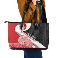 Toitu Te Tiriti Me Te Whakaputanga Leather Tote Bag Maori Wahaika With Haka Face LT14 - Polynesian Pride