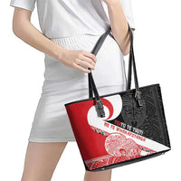 Toitu Te Tiriti Me Te Whakaputanga Leather Tote Bag Maori Wahaika With Haka Face LT14 - Polynesian Pride