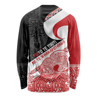 Toitu Te Tiriti Me Te Whakaputanga Long Sleeve Shirt Maori Wahaika With Haka Face LT14 - Polynesian Pride