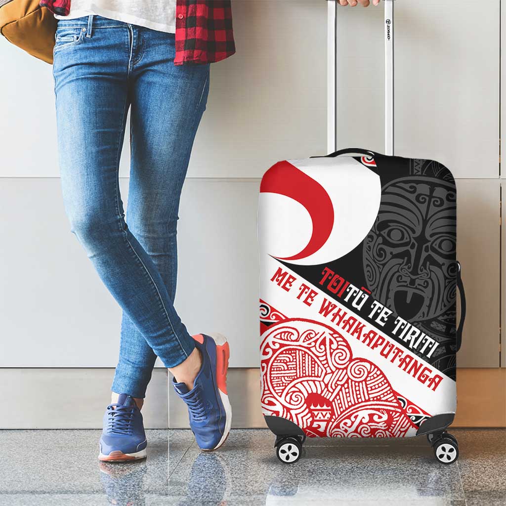 Toitu Te Tiriti Me Te Whakaputanga Luggage Cover Maori Wahaika With Haka Face LT14 - Polynesian Pride