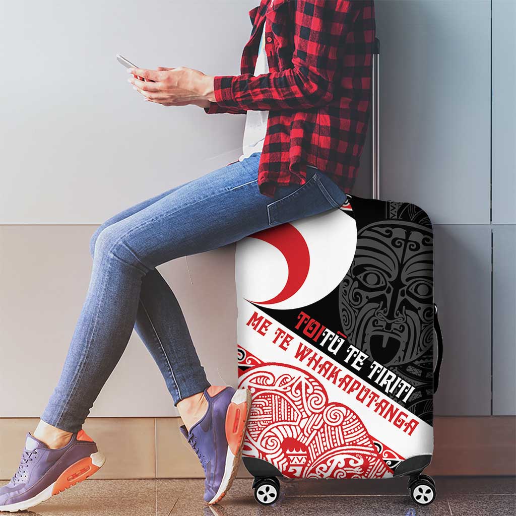 Toitu Te Tiriti Me Te Whakaputanga Luggage Cover Maori Wahaika With Haka Face LT14 - Polynesian Pride