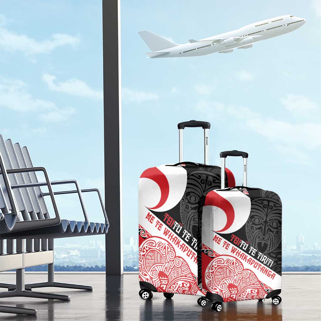 Toitu Te Tiriti Me Te Whakaputanga Luggage Cover Maori Wahaika With Haka Face LT14 - Polynesian Pride