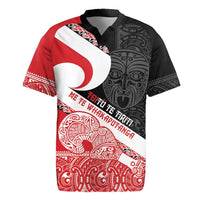 Toitu Te Tiriti Me Te Whakaputanga Rugby Jersey Maori Wahaika With Haka Face LT14 Red - Polynesian Pride