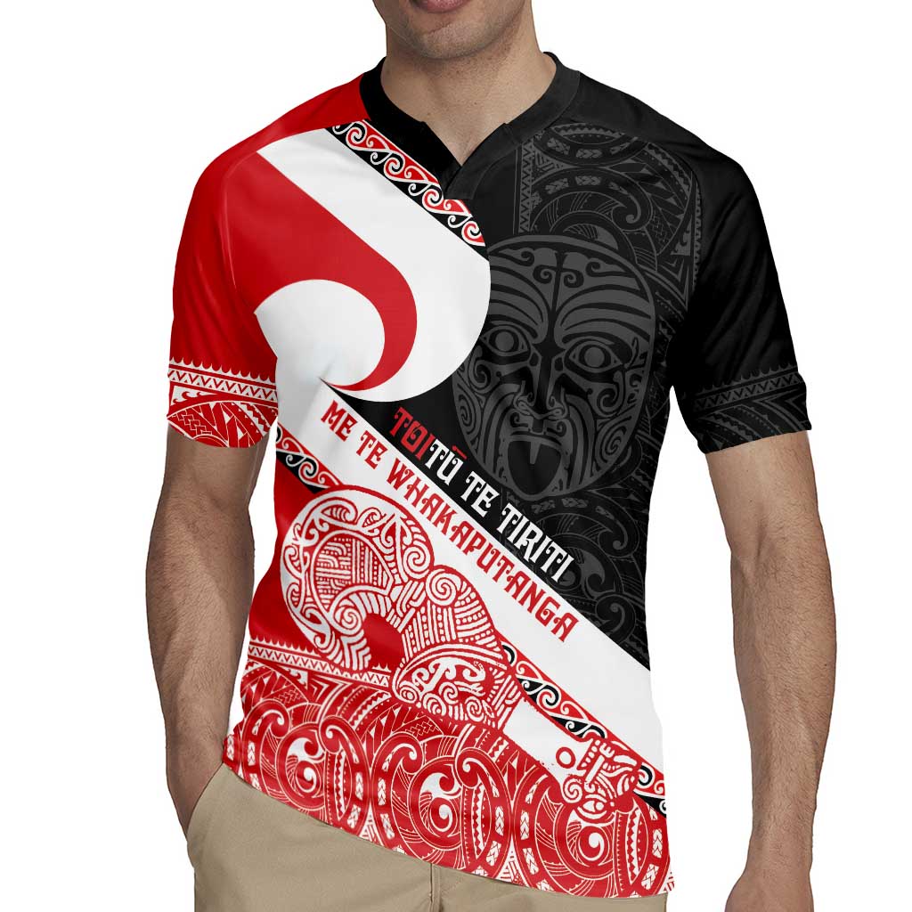 Toitu Te Tiriti Me Te Whakaputanga Rugby Jersey Maori Wahaika With Haka Face LT14 - Polynesian Pride