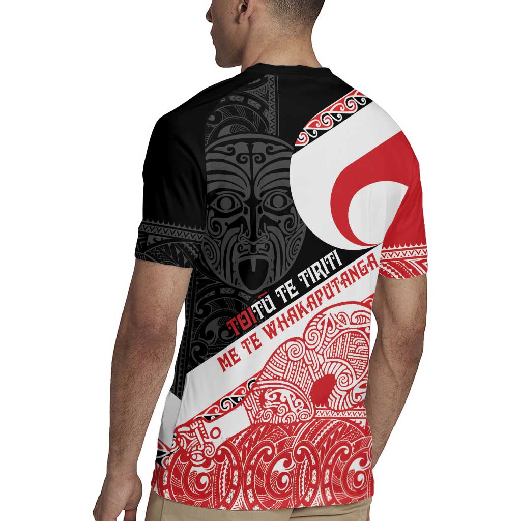 Toitu Te Tiriti Me Te Whakaputanga Rugby Jersey Maori Wahaika With Haka Face LT14 - Polynesian Pride