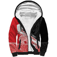 Toitu Te Tiriti Me Te Whakaputanga Sherpa Hoodie Maori Wahaika With Haka Face LT14 Unisex Red - Polynesian Pride