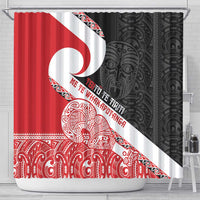 Toitu Te Tiriti Me Te Whakaputanga Shower Curtain Maori Wahaika With Haka Face LT14 - Polynesian Pride