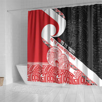 Toitu Te Tiriti Me Te Whakaputanga Shower Curtain Maori Wahaika With Haka Face LT14 - Polynesian Pride