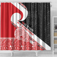 Toitu Te Tiriti Me Te Whakaputanga Shower Curtain Maori Wahaika With Haka Face LT14 - Polynesian Pride