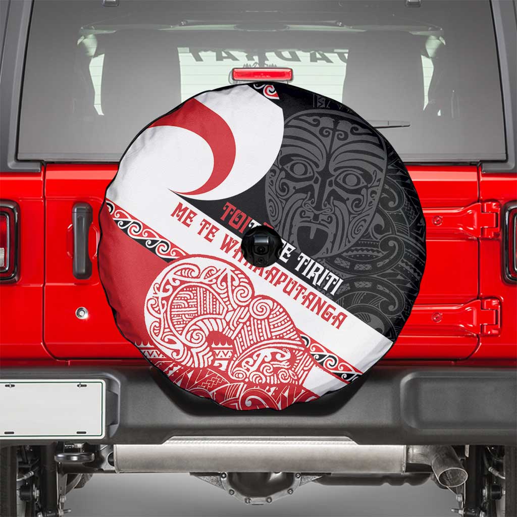 Toitu Te Tiriti Me Te Whakaputanga Spare Tire Cover Maori Wahaika With Haka Face LT14 - Polynesian Pride