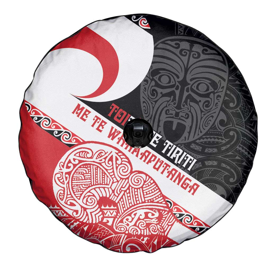 Toitu Te Tiriti Me Te Whakaputanga Spare Tire Cover Maori Wahaika With Haka Face LT14 - Polynesian Pride