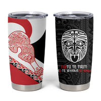Toitu Te Tiriti Me Te Whakaputanga Tumbler Cup Maori Wahaika With Haka Face LT14 Red - Polynesian Pride