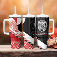 Toitu Te Tiriti Me Te Whakaputanga Tumbler With Handle Maori Wahaika With Haka Face LT14 - Polynesian Pride