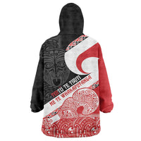 Toitu Te Tiriti Me Te Whakaputanga Wearable Blanket Hoodie Maori Wahaika With Haka Face LT14 - Polynesian Pride