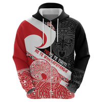 Toitu Te Tiriti Me Te Whakaputanga Zip Hoodie Maori Wahaika With Haka Face LT14 - Polynesian Pride