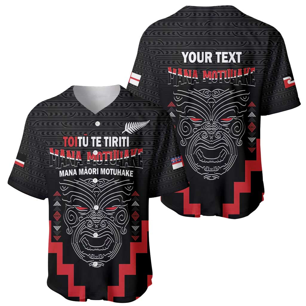 Personalised Toitu Te Tiriti Mana Maori Motuhake Baseball Jersey Aotearoa Haka Face Mix Poutama Art LT14 - Polynesian Pride