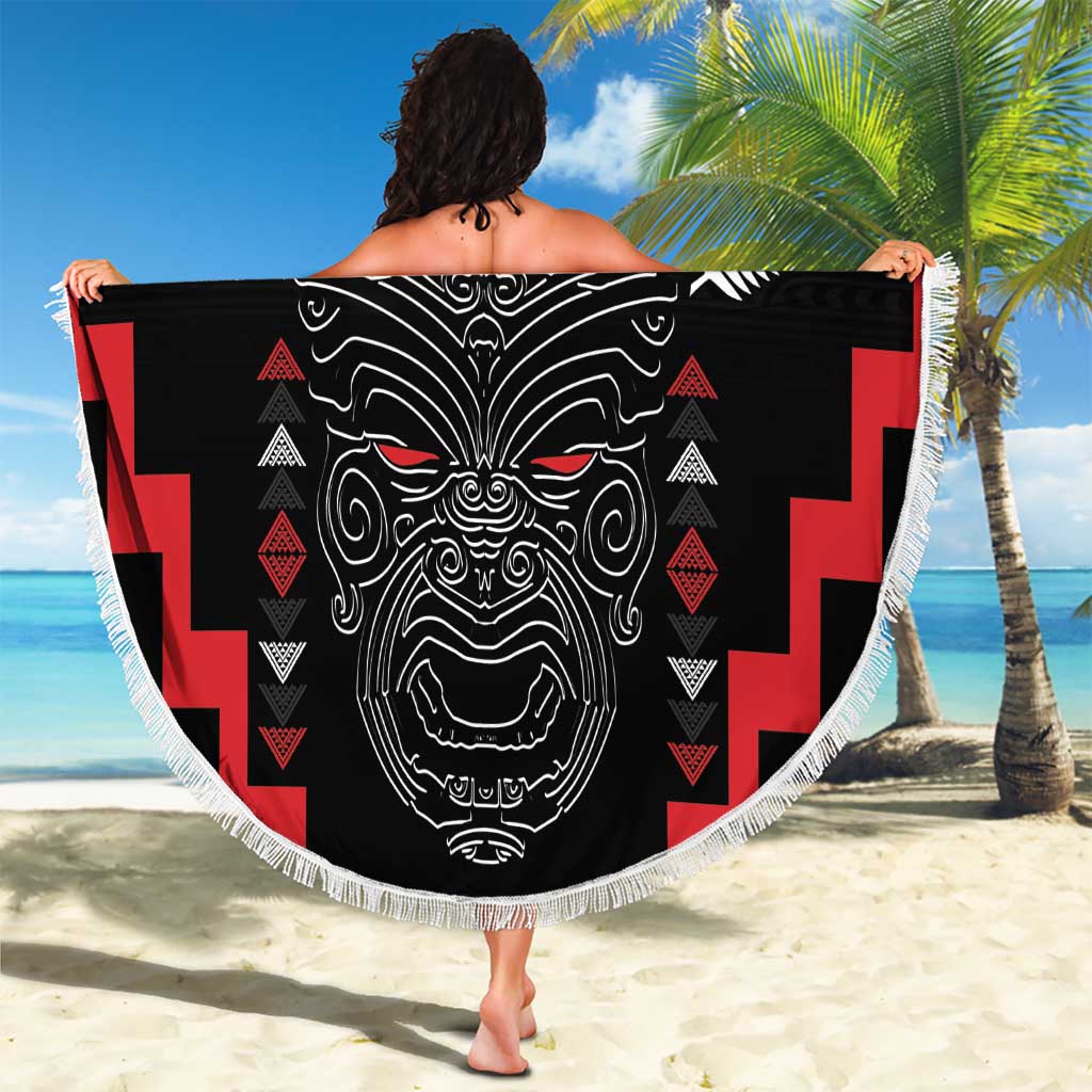 Personalised Toitu Te Tiriti Mana Maori Motuhake Beach Blanket Aotearoa Haka Face Mix Poutama Art LT14 - Polynesian Pride