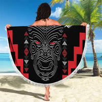 Personalised Toitu Te Tiriti Mana Maori Motuhake Beach Blanket Aotearoa Haka Face Mix Poutama Art LT14 - Polynesian Pride
