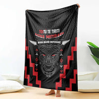 Personalised Toitu Te Tiriti Mana Maori Motuhake Blanket Aotearoa Haka Face Mix Poutama Art LT14 - Polynesian Pride