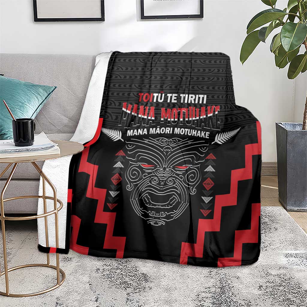 Personalised Toitu Te Tiriti Mana Maori Motuhake Blanket Aotearoa Haka Face Mix Poutama Art LT14 - Polynesian Pride